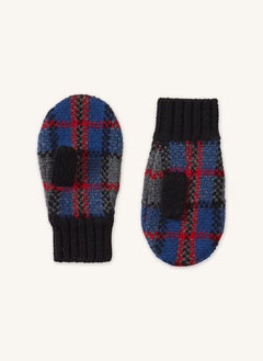 Caramel - Apo Checked Merino Wool Gloves | Gray Blue