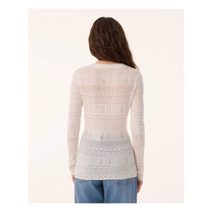 Kujten - Semeti Pointelle Silk and Cashmere Sweater | White