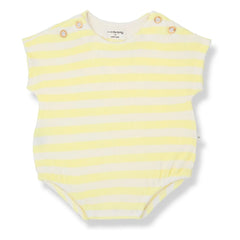 1+ in the family - Romulo striped towel romper | Pale yellow