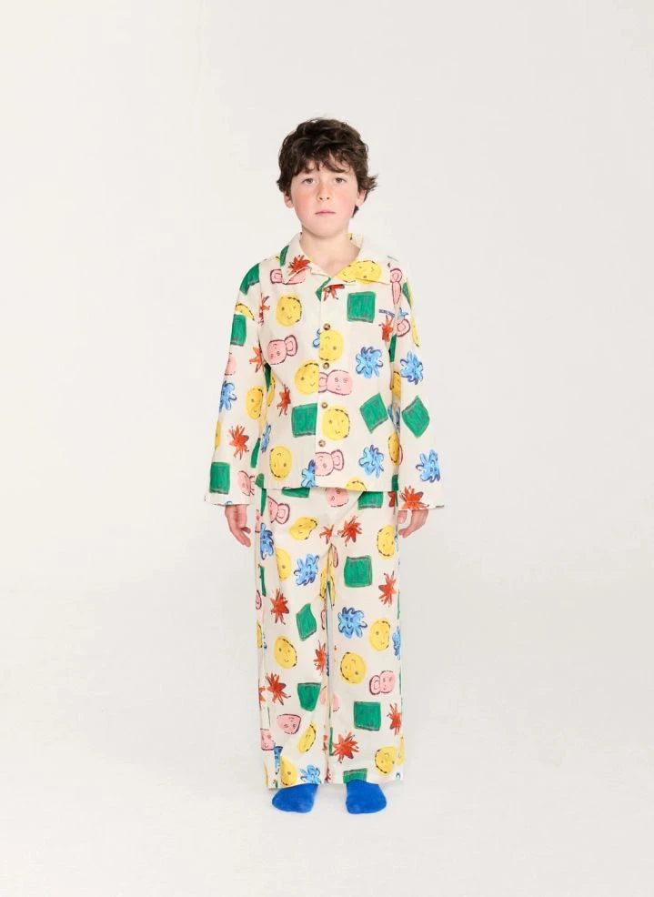 Bobo Choses - Organic Cotton Embroidered Shirt and Pants Set | Ecru