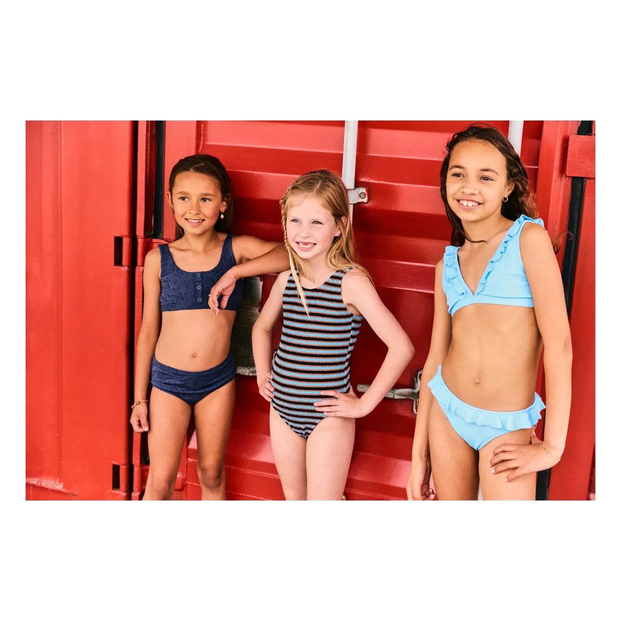 Beachlife - Textured Ruffled Swimsuit | Light Blue