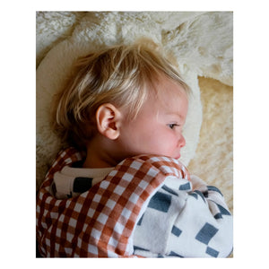 Tante Reine - Vichy organic cotton footed sleeping bag | Caramel
