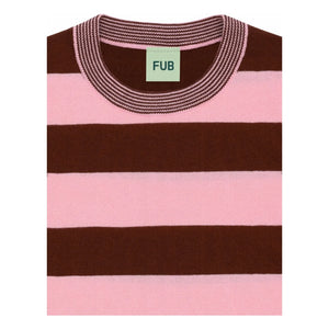 FUB - Wide-fit Striped T-shirt Extra Thin Knit Organic Cotton | Pink