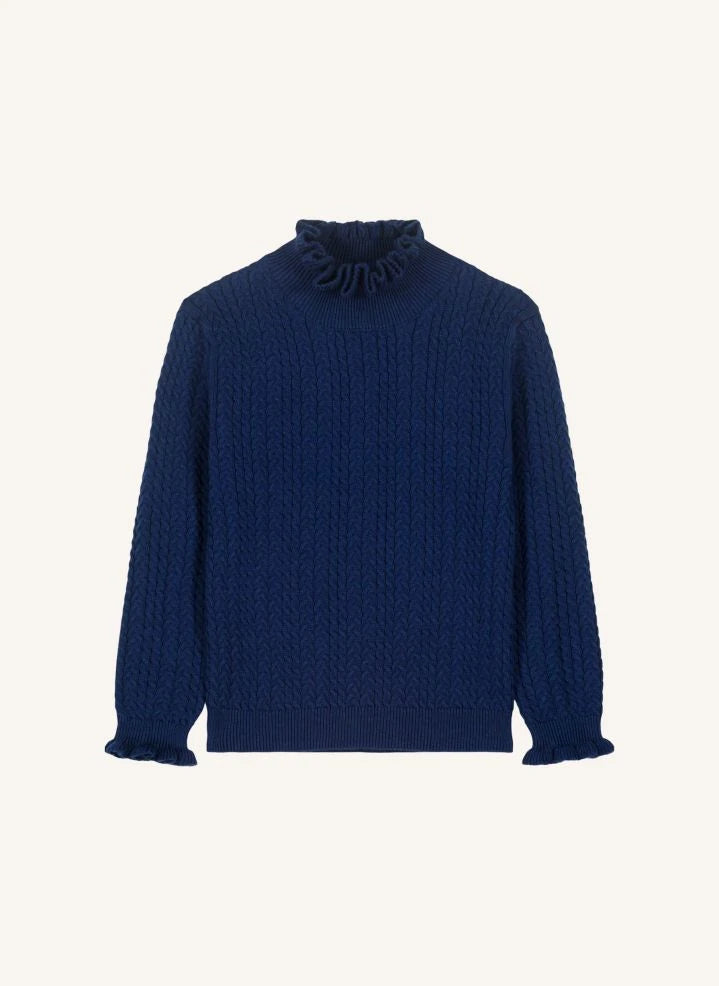 Louise Misha - Java Wool Gathered Neck Sweater | Navy