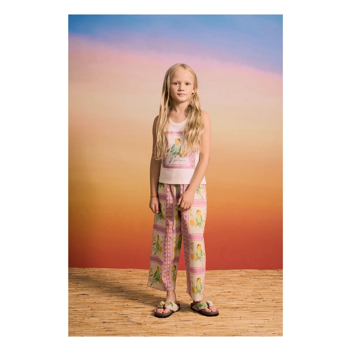 Maison Mangostan - Birds Patchwork Pants | Pink