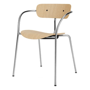 & Tradition - AV2 Arm Pavilion Chairs, Chrome Frame - Set of 2 | Oak