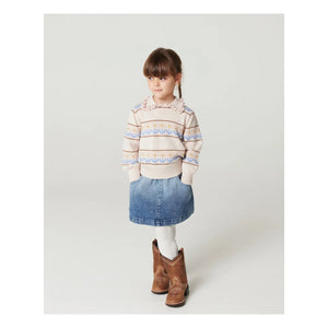 Copenhagen Colors - Organic Cotton Denim Block-Print Skirt | Blue