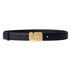 Soeur - Ninon Leather Belt with Lizard Print | Black