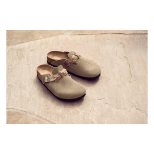 BIRKENSTOCK - Boston Knitted Slide Sandals Slim Fit | Dust Brown