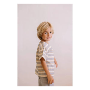 Studio Bohème - Orso Striped Organic Cotton Gauze T-Shirt | Light Blue