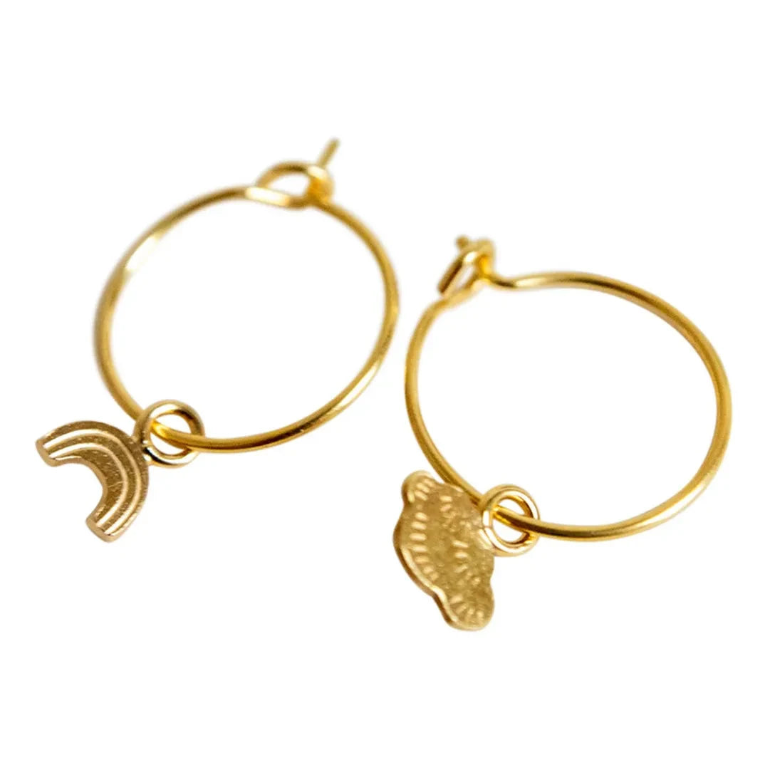 Adorabili - Small Rainbow Asymmetric Hoop Earrings | Gold
