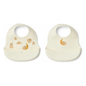 Liewood - Ember Silicone Bibs - 2-Pack | Elephant/Cream