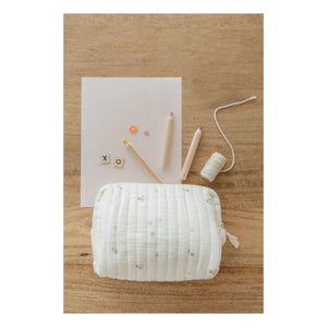 Soft Spot - Organic Cotton Poppy Pattern Cosmetic Bag | Ivory