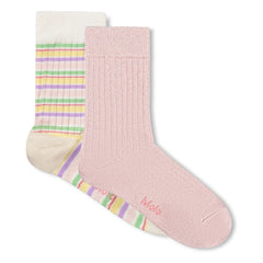 Molo - 2 Double Striped Nomi Socks Set | Light Pink