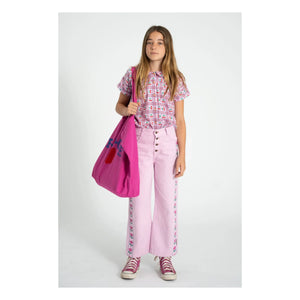 Piupiuchick - Flare Floral Twill Pants | Pink