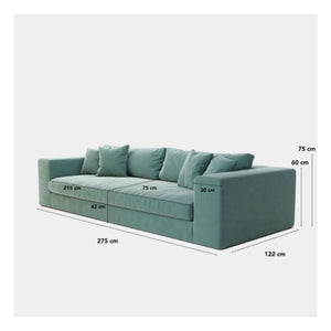 Panac Edition - Bellechasse Velvet Upholstered Sofa for 4 People - 275 cm | Charcoal Gray