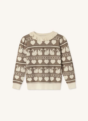 Fliink - Lovely Swans Organic Cotton Sweater | Ecru