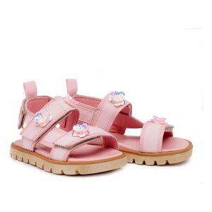 Pèpè - Double Striped Floral Sandals | Powder Pink