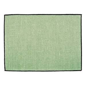 Haomy - Bordeau Leather-Trimmed Linen Tablecloth | Almond Green