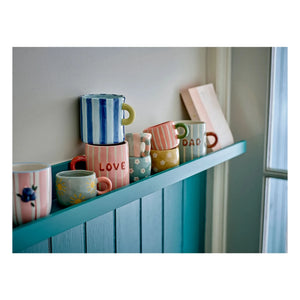 Bloomingville - Nini Striped Stone Ceramic Mug | Pink