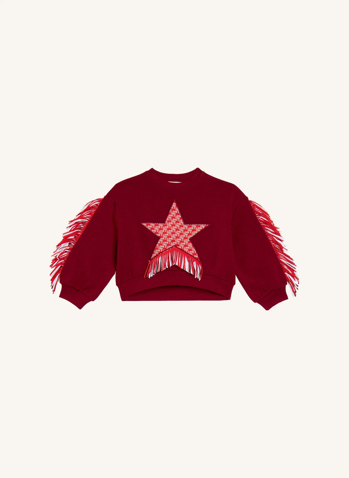 Stella McCartney Kids - Fringed Star Sweatshirt | Dark Red