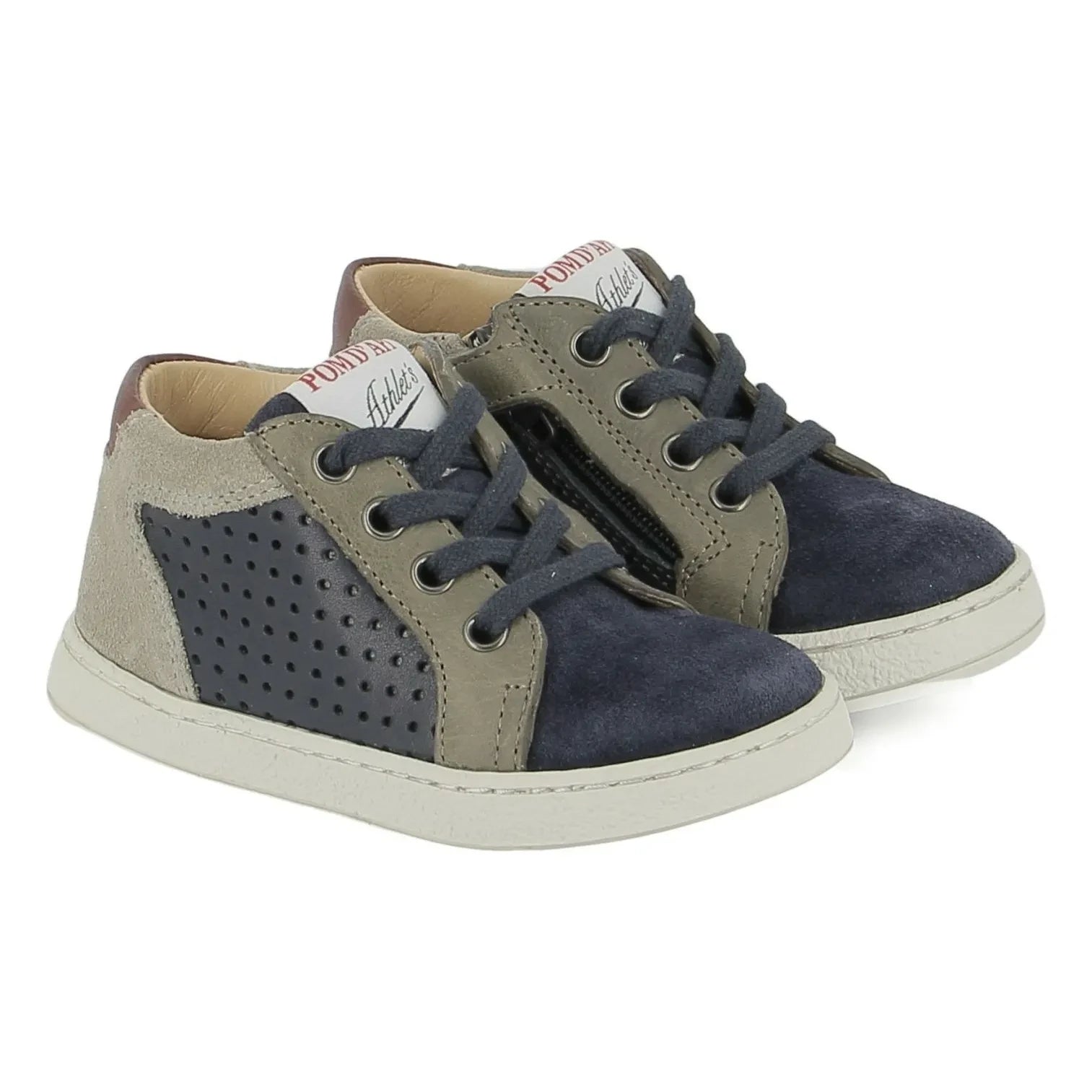 Pom d'Api - Mousse Lace Perforated Velvet Sneakers | Navy Blue