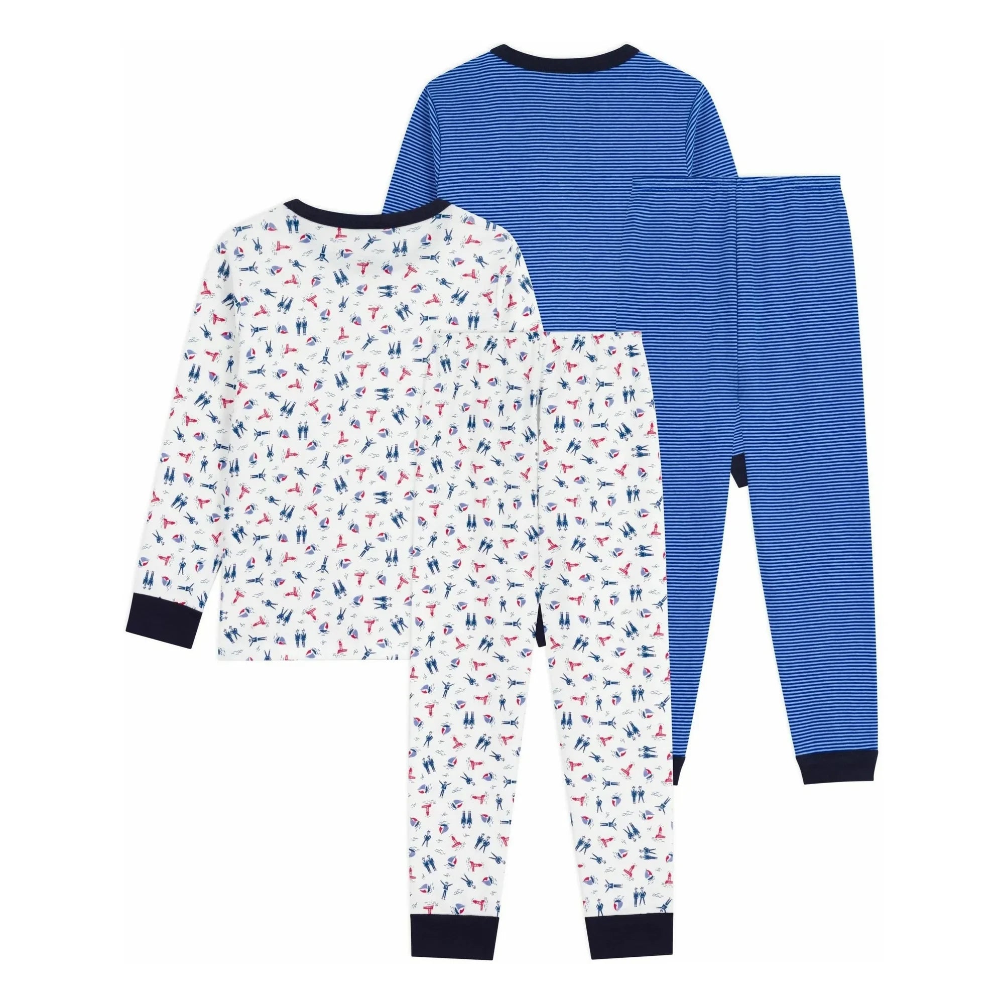 Petit Bateau - Contrast Collar 2-Pack Pajama Set | Blue