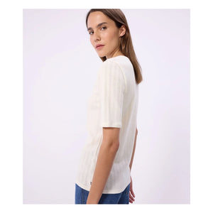 Petit Bateau - Pointelle Tunus yakalı T-shirt | Ekru