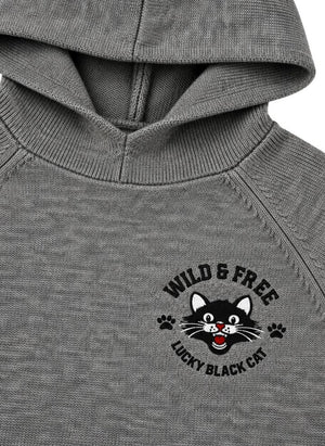 Finger in the nose - Sofia Black Cat Merino Wool Sweater | Gray Melange