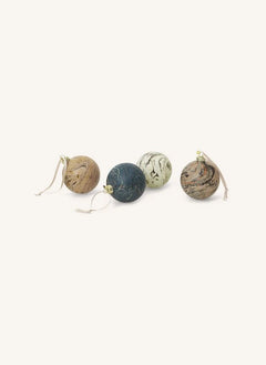 Ferm Living - Marble Effect Ornament Ball - Set of 4