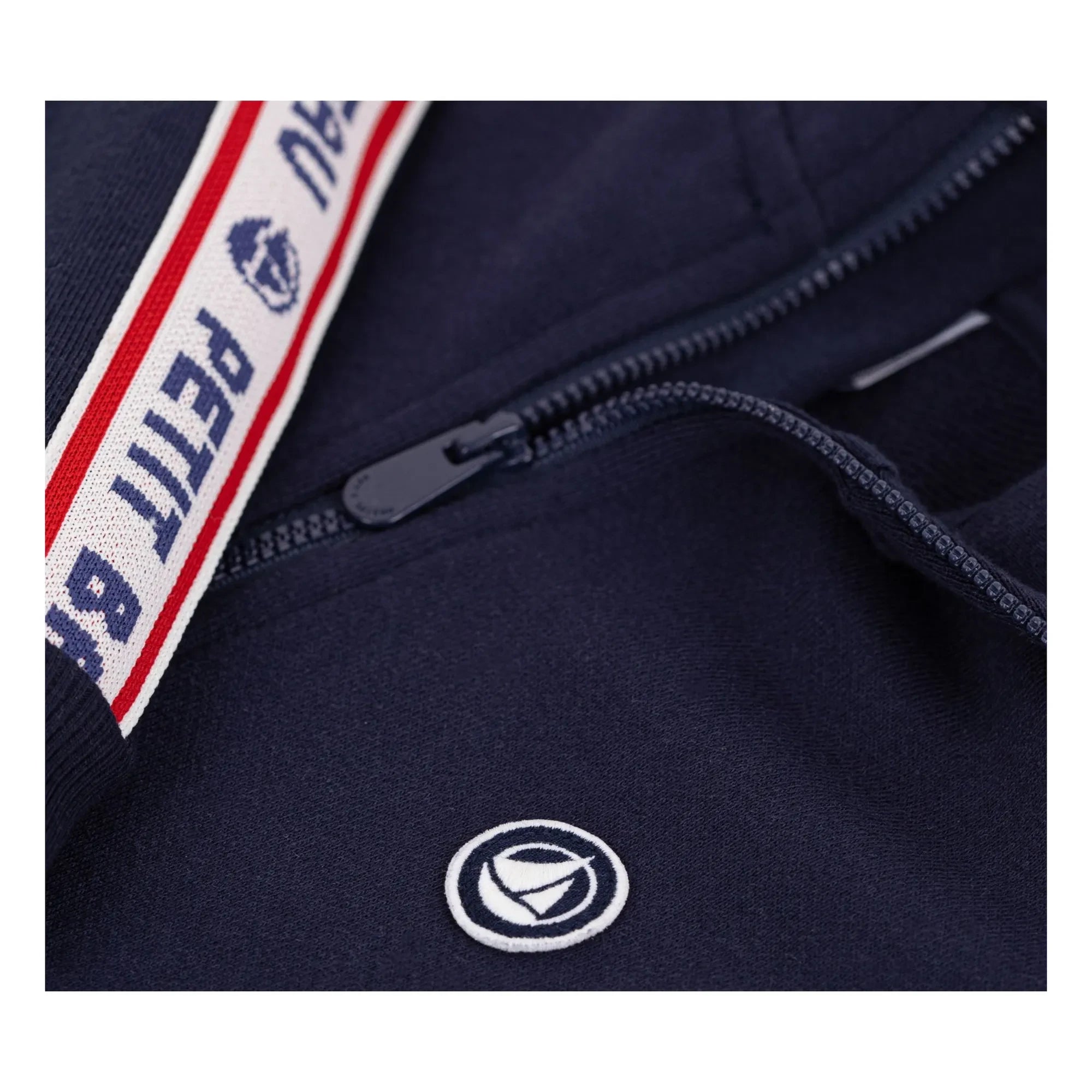 Petit Bateau - Contrast Striped Zip-up Sweatshirt | Night Blue