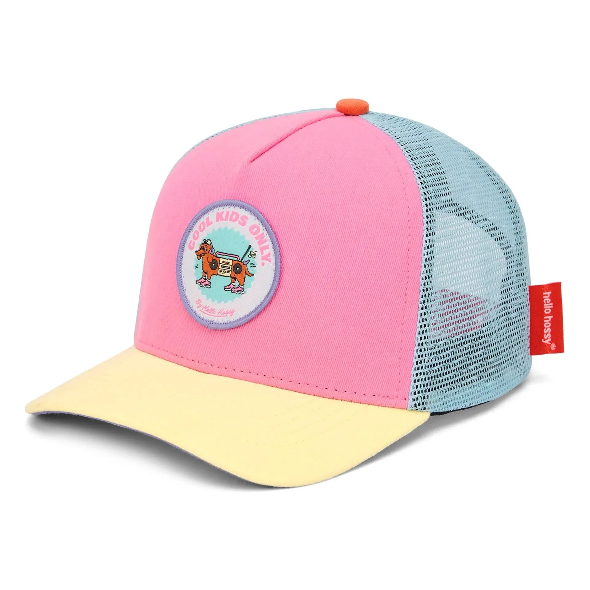 Hello Hossy - Stereo Dog Trucker Hat with Curled Visor Organic Cotton | Pink