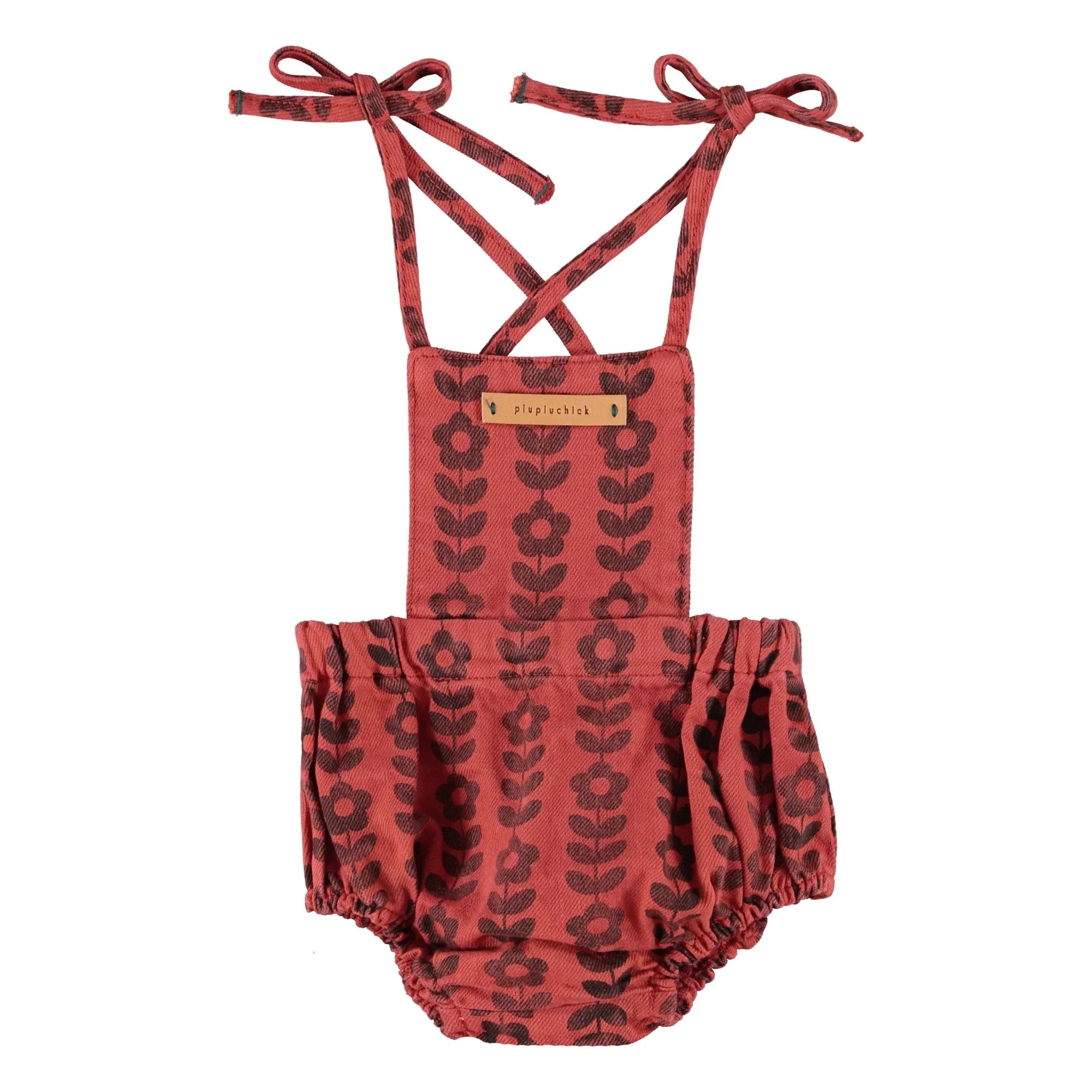 Piupiuchick - Organic cotton floral jumpsuit | Burgundy