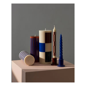 Hay - Striped Column Candle | Blue