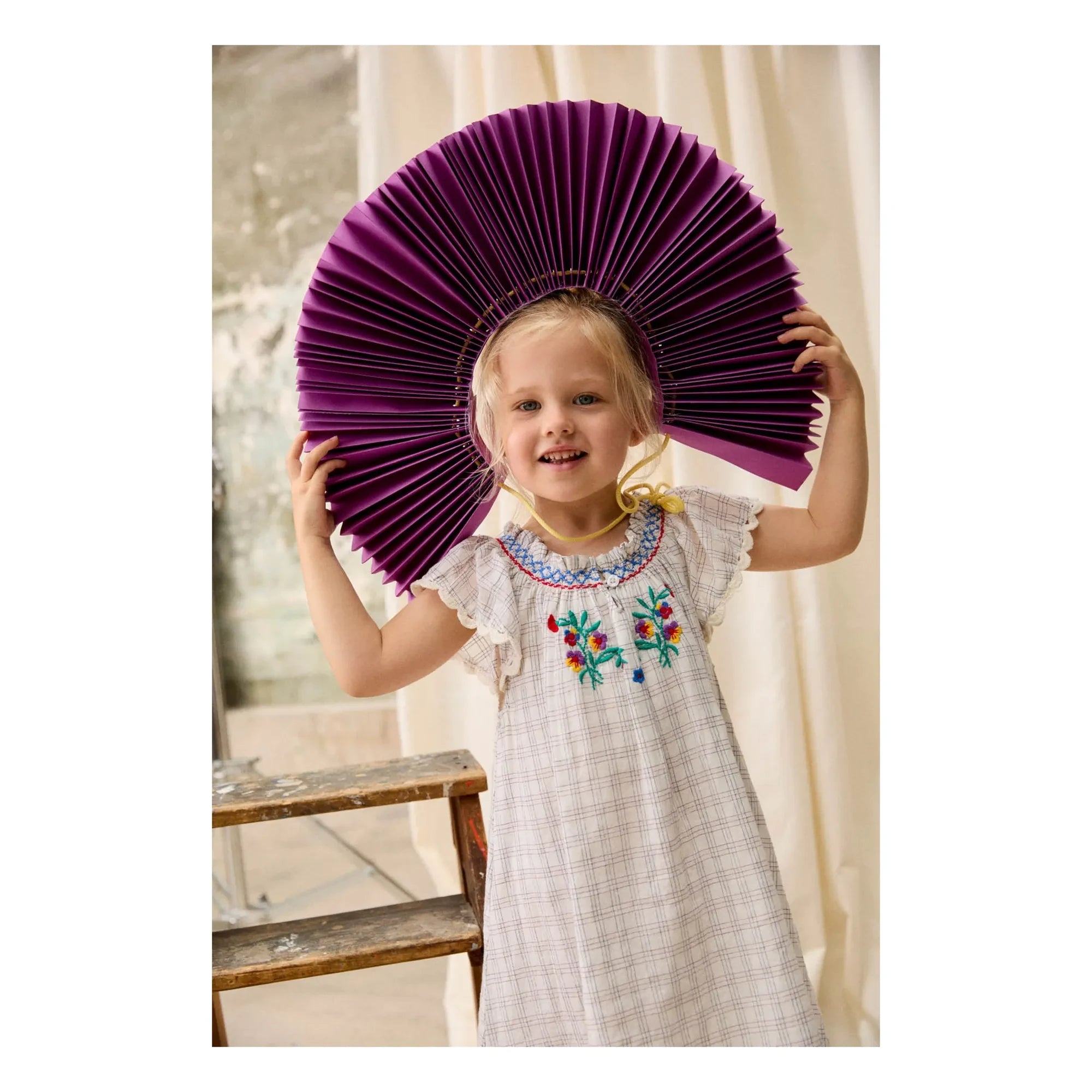 Louise Misha - Embroidered dress Edith Carreaux Organic cotton | Cream