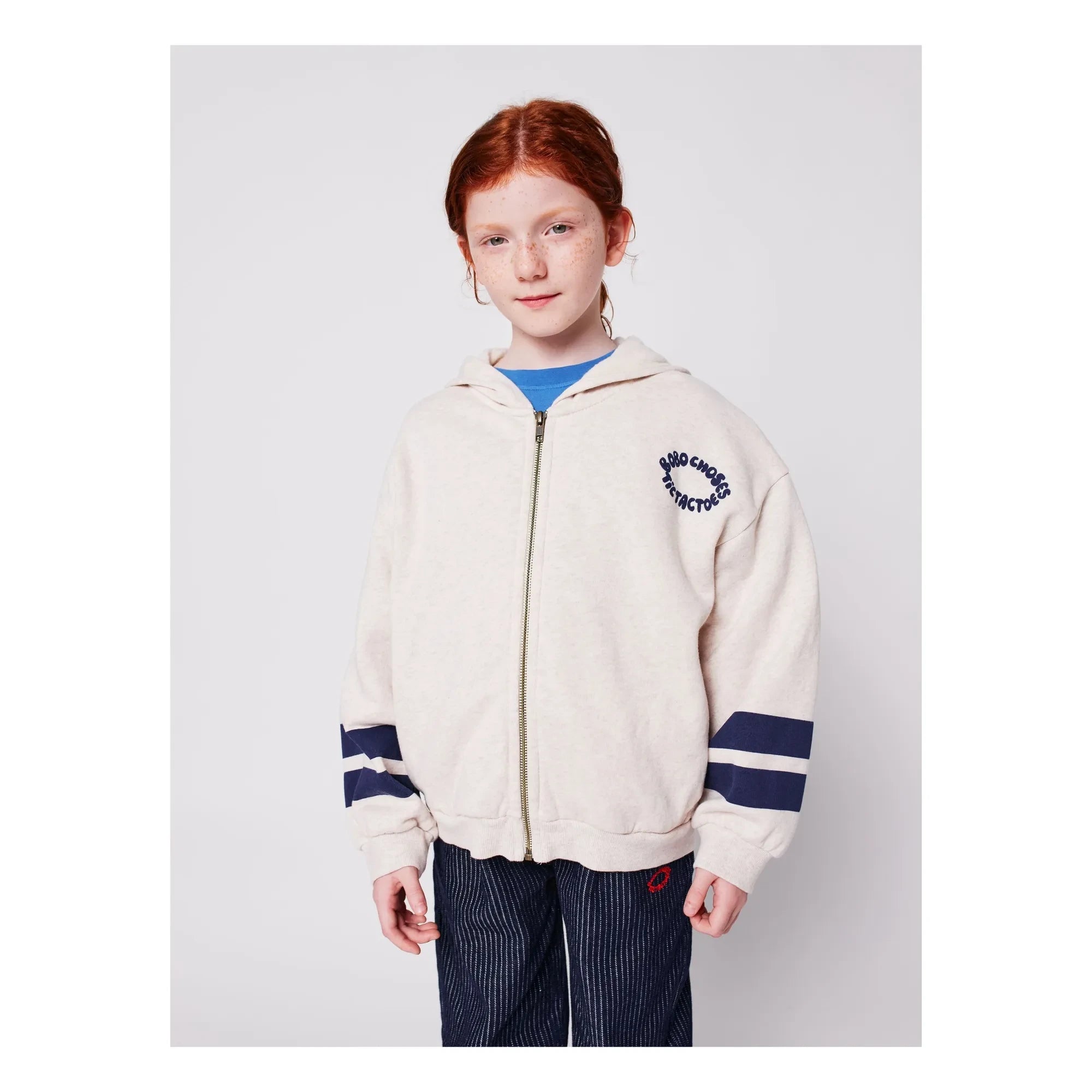 Bobo Choses - Tic Tac Toe Organic Cotton Hoodie | Heather Beige