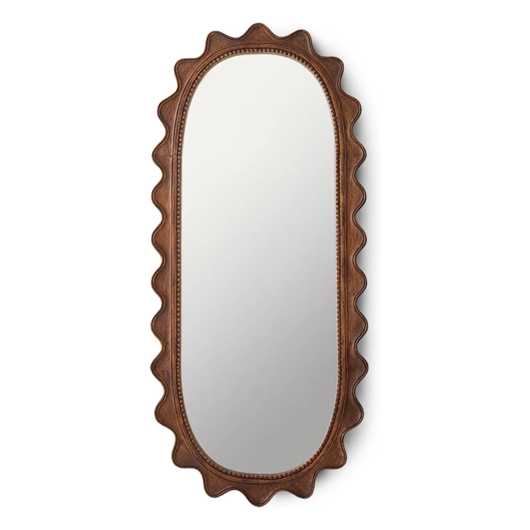 HKliving - Ripple Wooden Mirror | Dark Brown