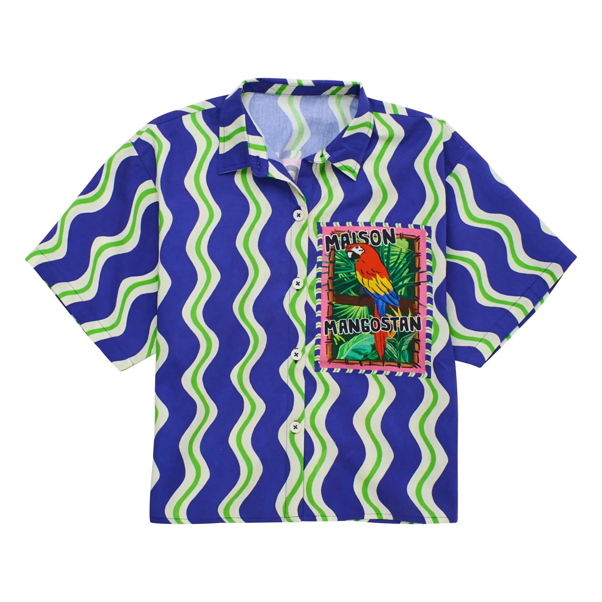 Maison Mangostan - Wave Parrot Shirt | Blue