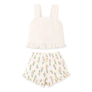 Gingersnaps - Andi Punto Patterned Top and Shorts Set | Ecru