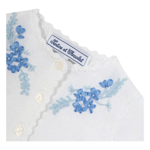 Tartine et Chocolat - Embroidered Flower Cardigan | Royal Blue