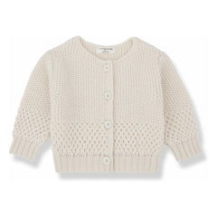 1+ in the family - Malene Mini Merino Wool Cardigan | Ecru