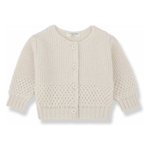 1+ in the family - Malene Mini Merino Wool Cardigan | Ecru