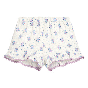 Louise Misha - Vallaloid Floral Pattern Ruffled Shorts | Cream