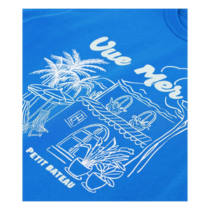 Petit Bateau - Loose Fit T-Shirt with Sea View Organic Cotton | Azure Blue