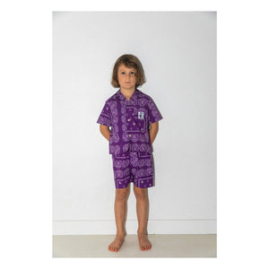 Club Trésor - Cassis Poplin Shirt and Shorts Set | Purple