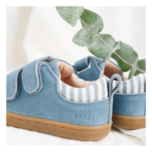 Lazare - Mahaut Striped Suede Sneakers | Denim Blue