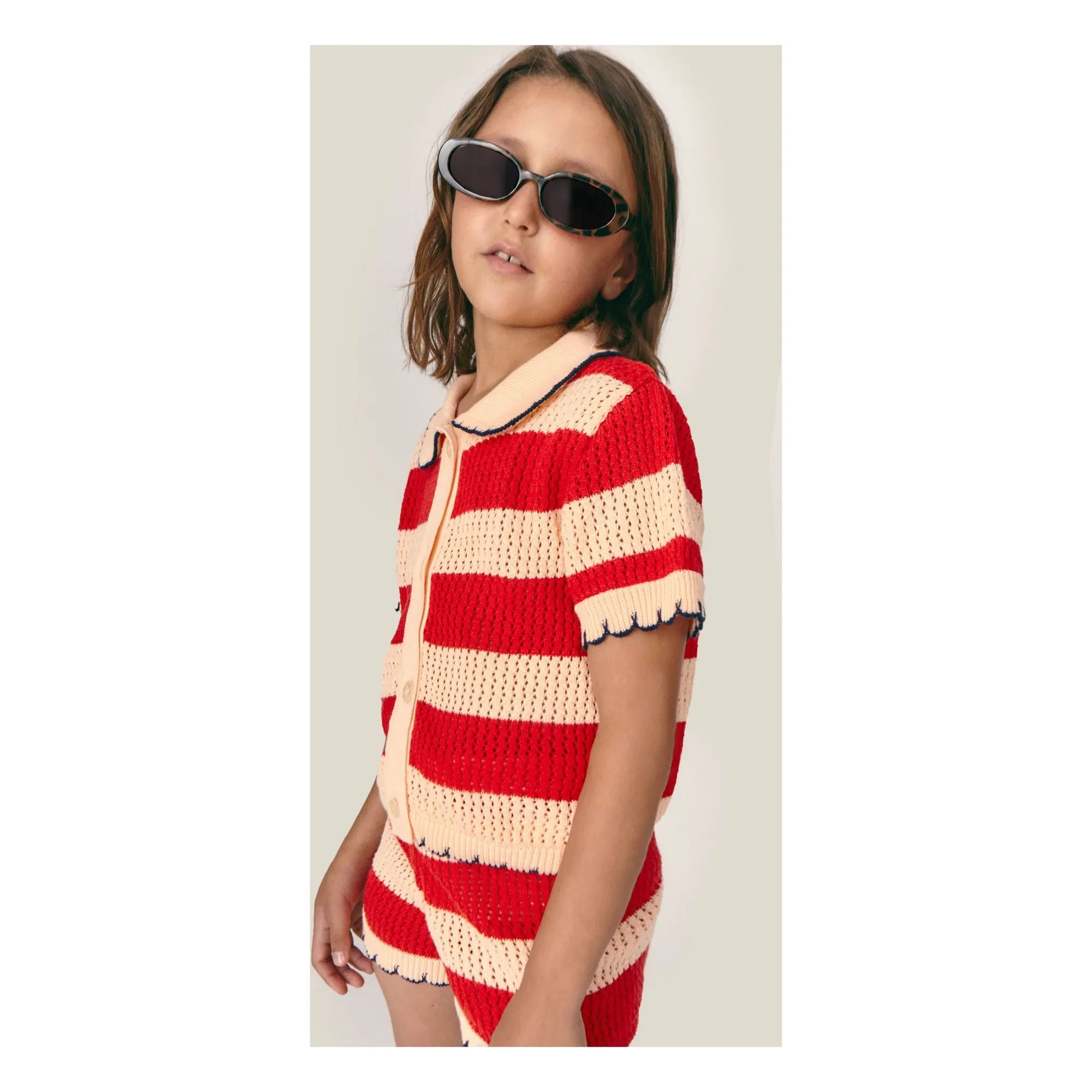 Mipounet - Striped Vita Crochet Cardigan | Red