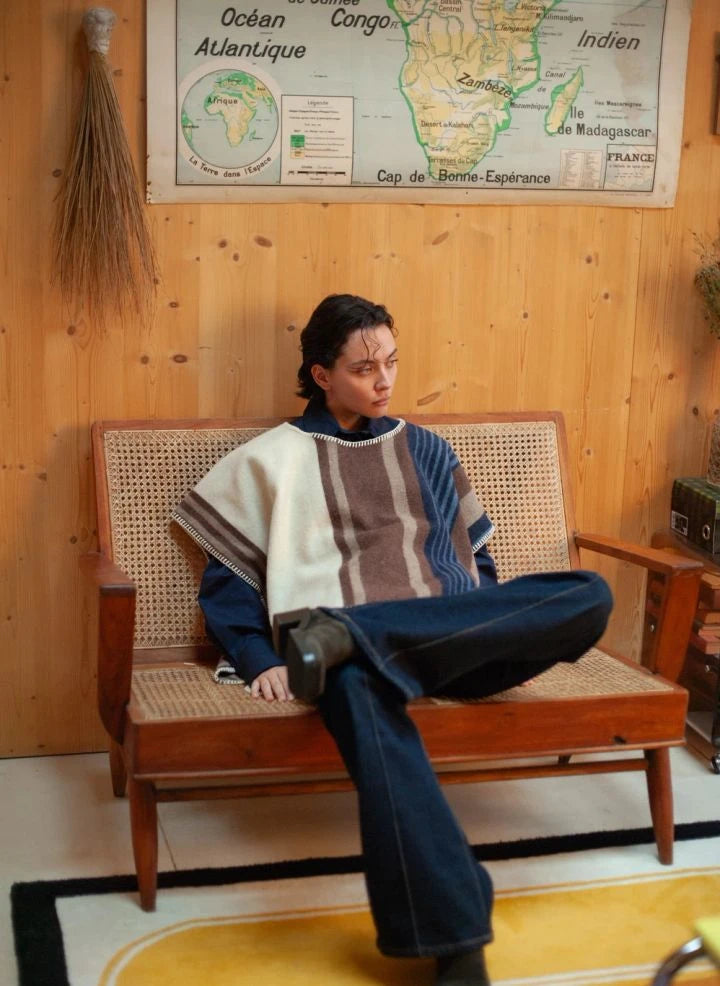 La Méricaine - Wappos Long Wool Poncho | Brown