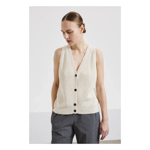 Pomandère - Knitted cardigan in cotton and linen | Cream