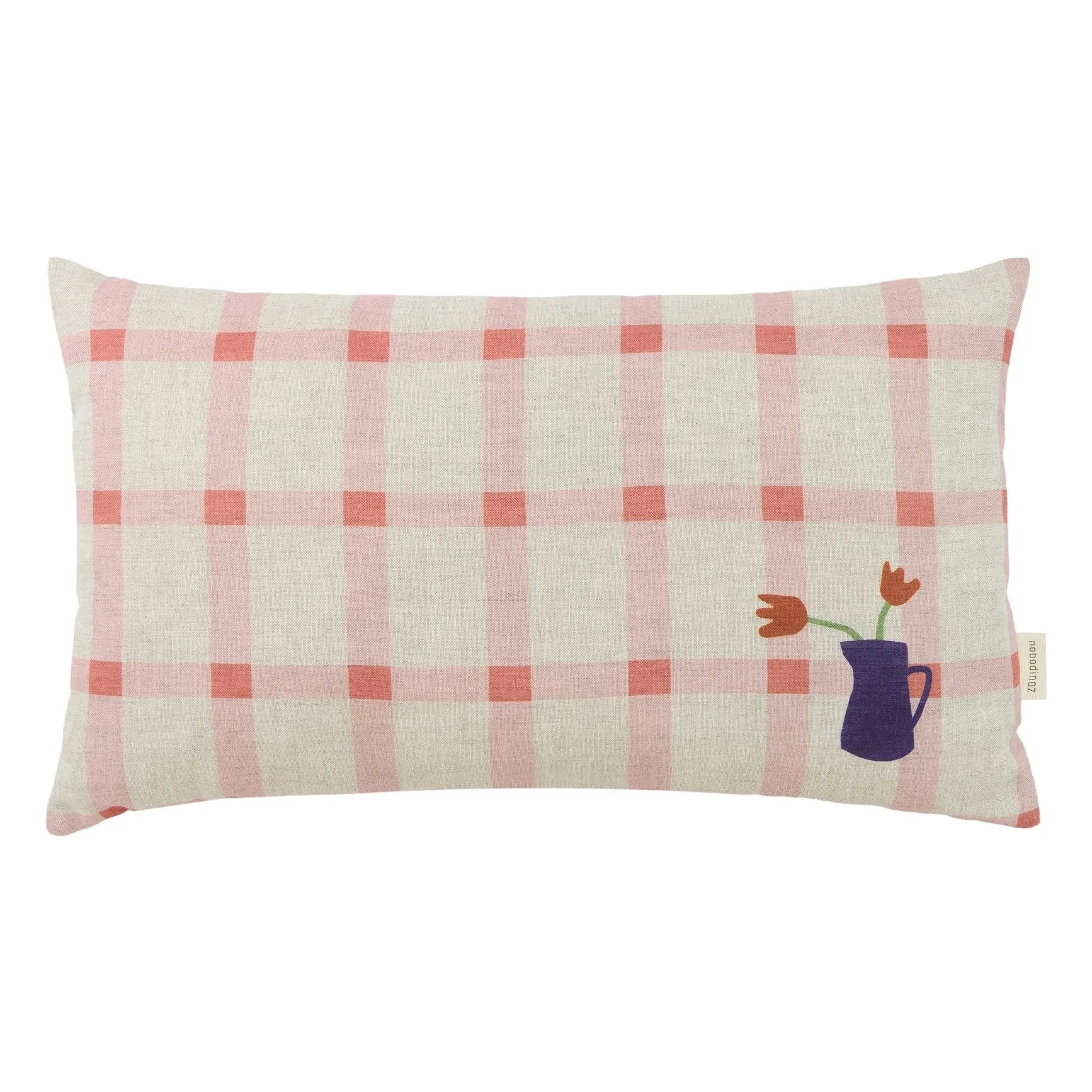 Nobodinoz - Tulip Vibes Rectangular Cushion - French Linen | Pink